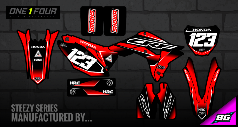 ONE 1 FOUR (pre-designed) HONDA STICKER KITS - Image 3