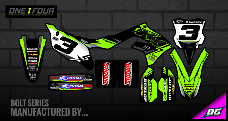 ONE 1 FOUR (pre-designed) KAWASAKI STICKER KITS - Image 2