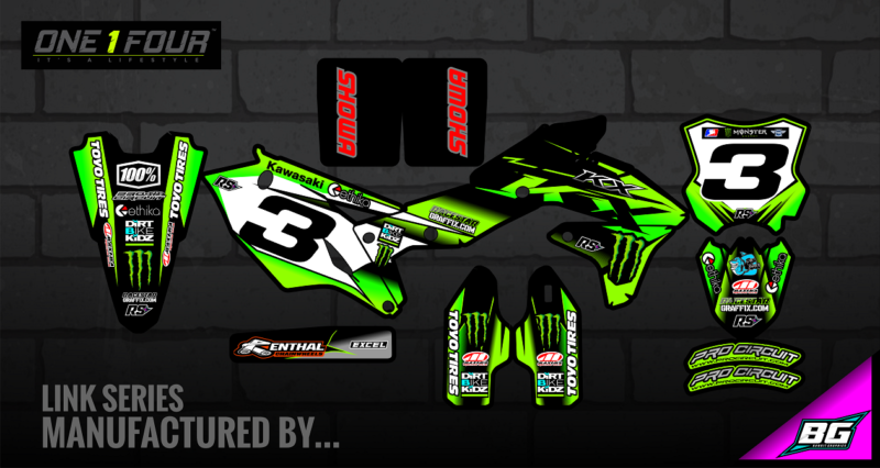 ONE 1 FOUR (pre-designed) KAWASAKI STICKER KITS - Image 3